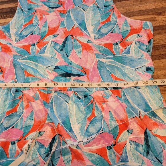 D&CO Beach Tiered Maxi or Tea Length Sleeveless Tropical Print Dress - Picture 6 of 9